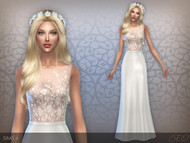 Embroidered transparent top dress 02 for The Sims 4 (1)